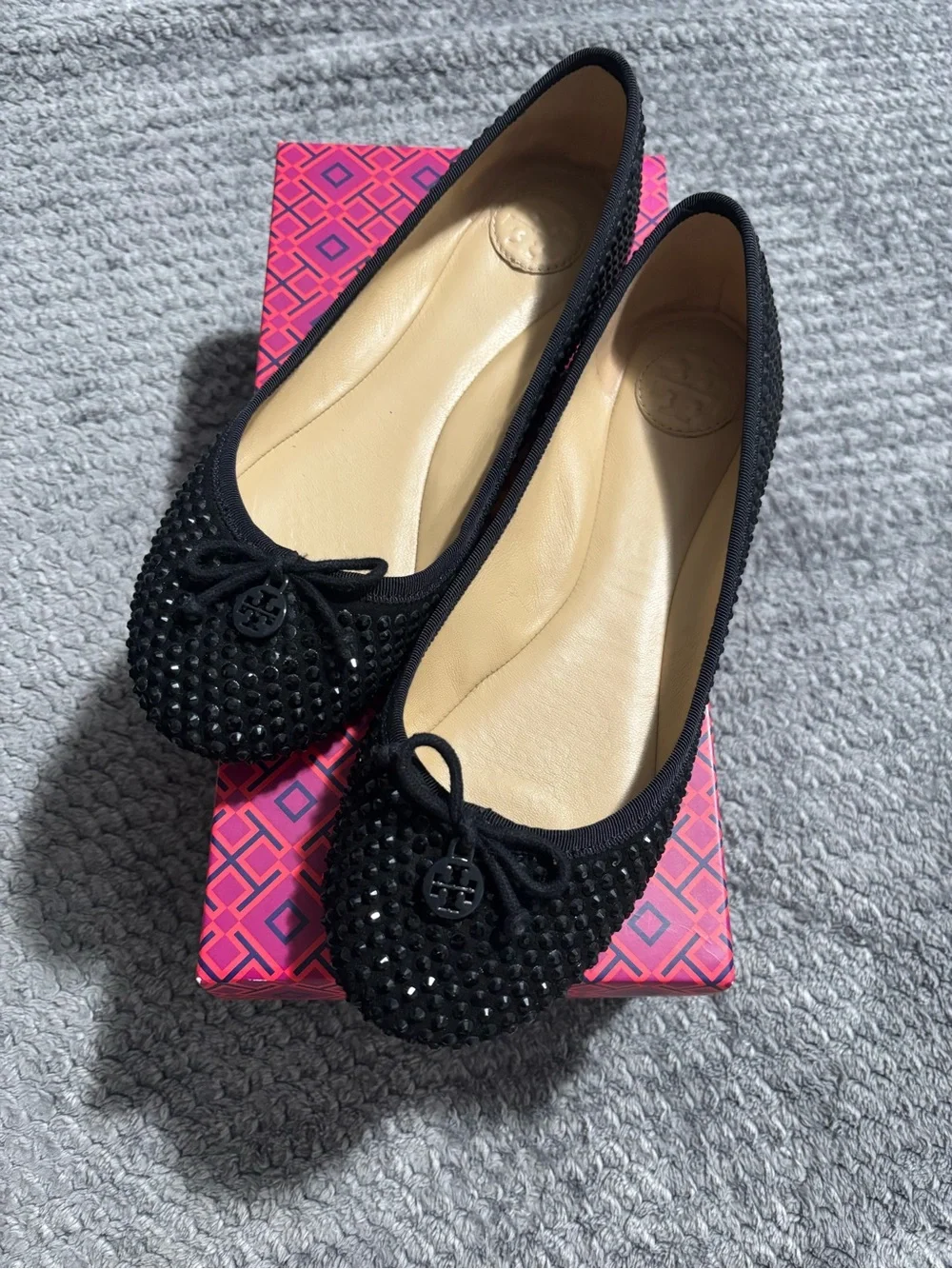 Tory Burch Black Studded Ballet Flats
